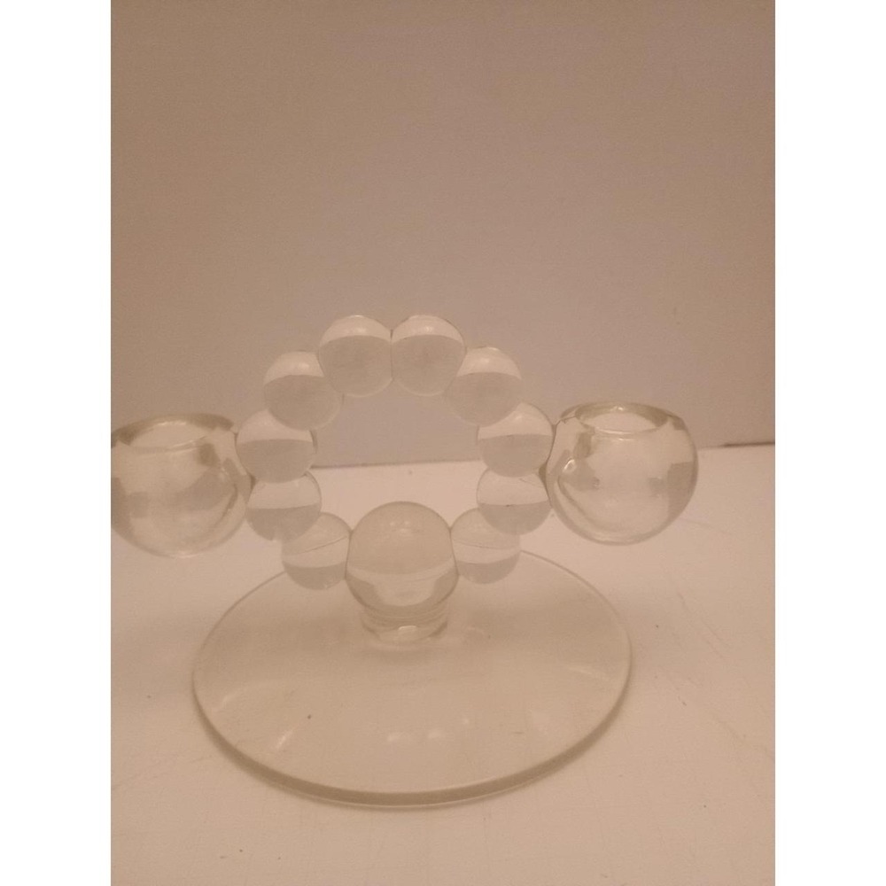 Clear Glass Double Candle Holder